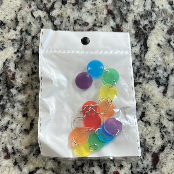 New Rainbow Circle Dangle Earrings - Picture 3 of 4